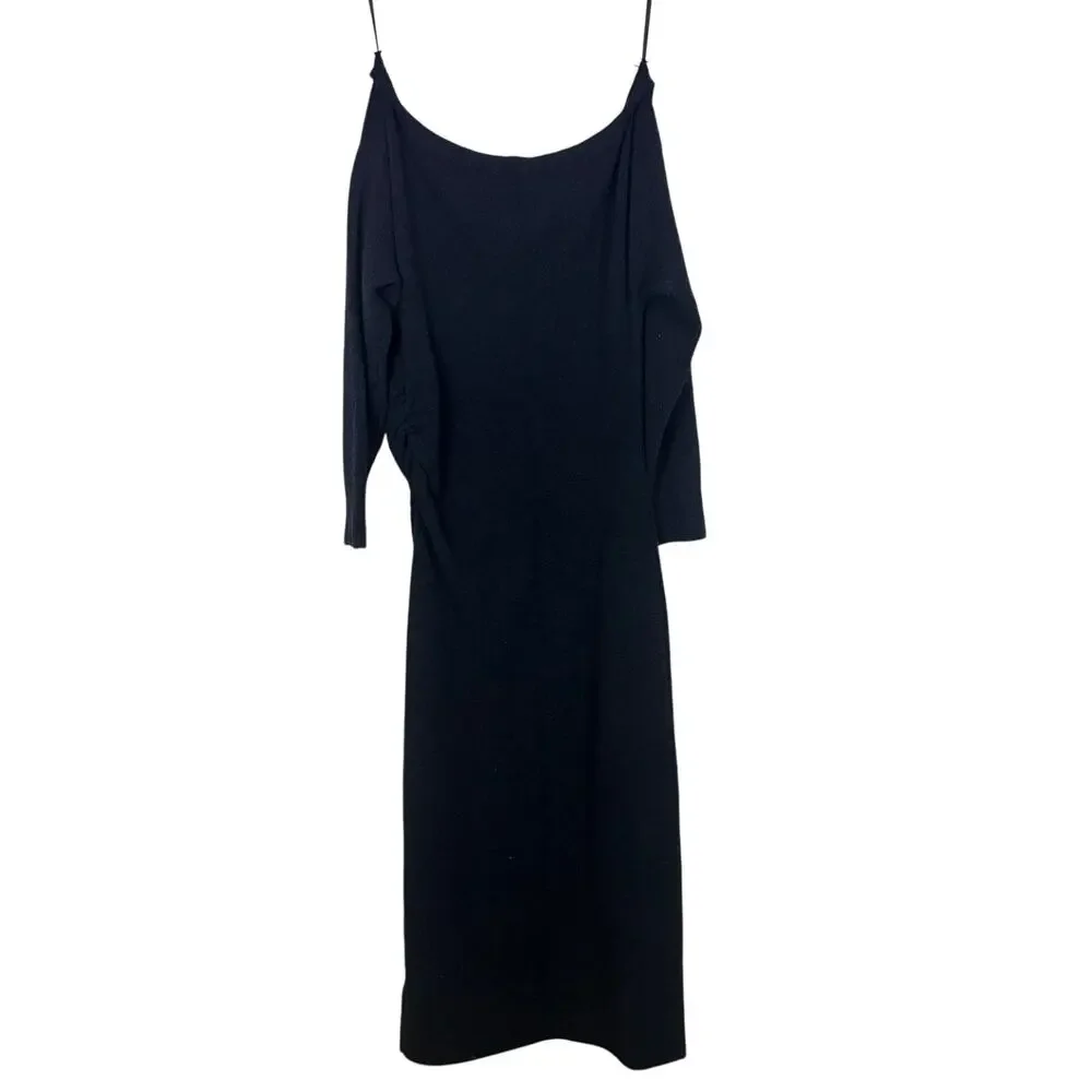 NWT Abercrombie & Fitch Off Shoulder Maxi Dress Black Long Sleeve Women’s M